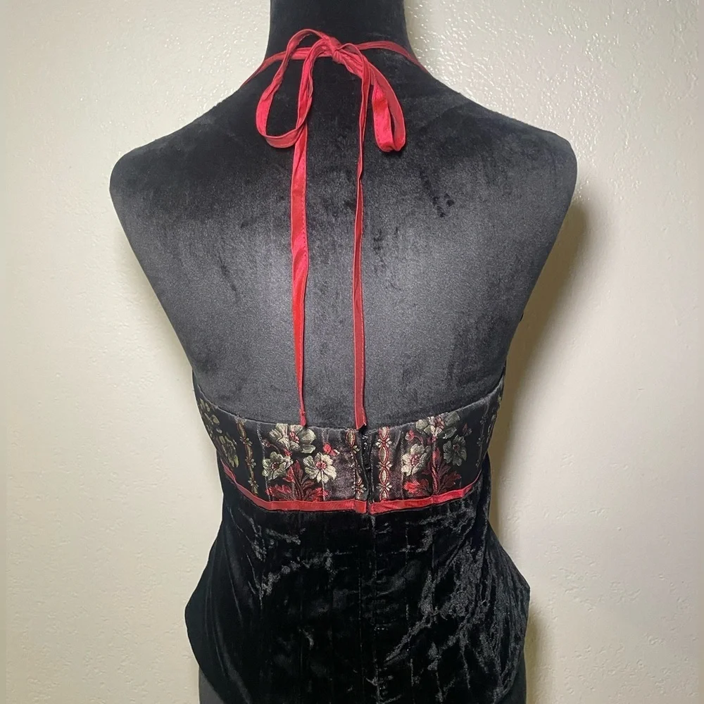 Y2K Scott McClintock Velvet Brocade Corset Top Gothic 6 Renfest Coquette Noir - Picture 4 of 8